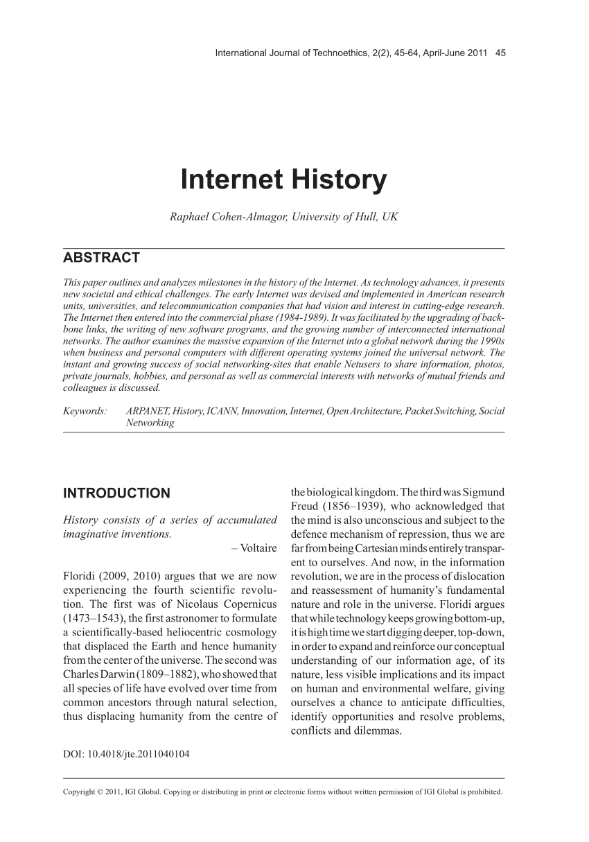 history of internet essay
