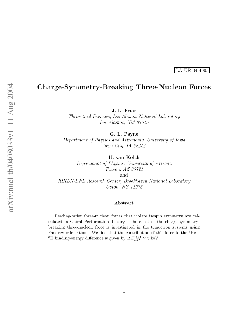 Pdf Charge Symmetry Breaking Three Nucleon Forces