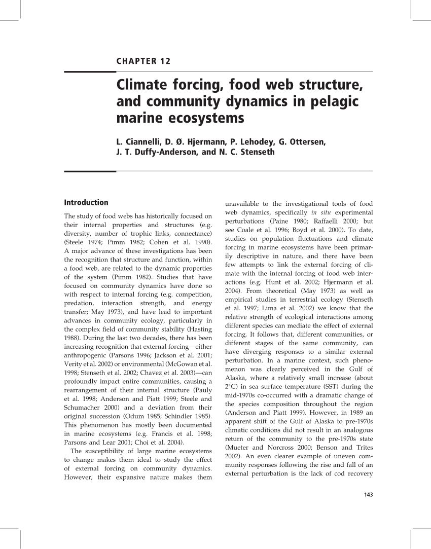 Pdf Climate Forcing Food Web Structure And Community Dynamics In Pelagic Marine Ecosystems