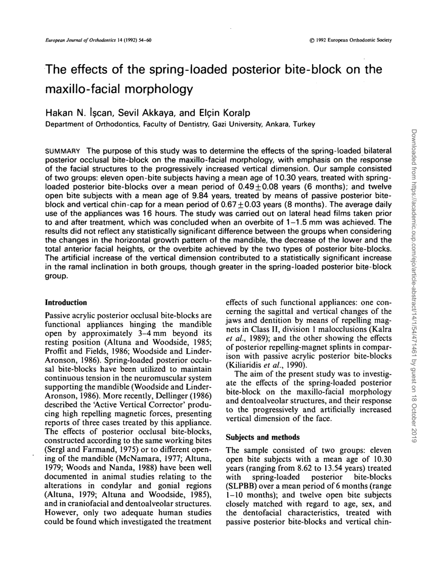 PDF The effects of the spring loaded posterior bite block on the  