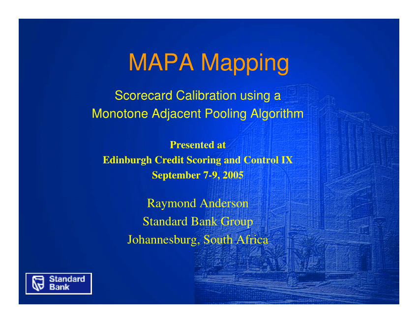 Pdf Scorecard Calibration Mapa Mapping