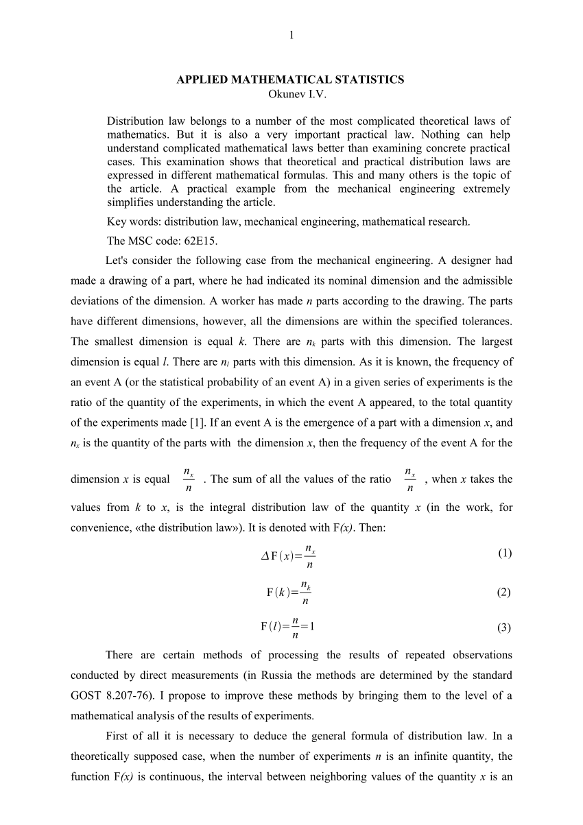 mathematical statistics thesis