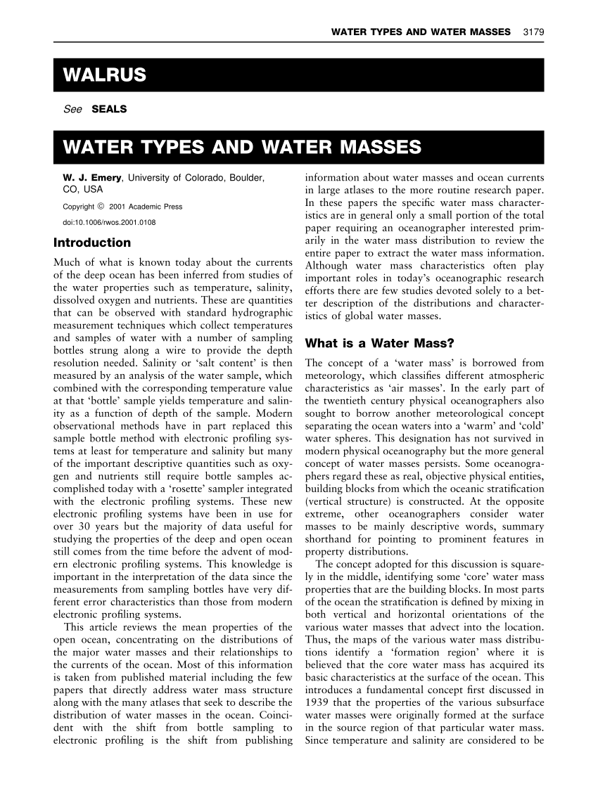 age of water masses