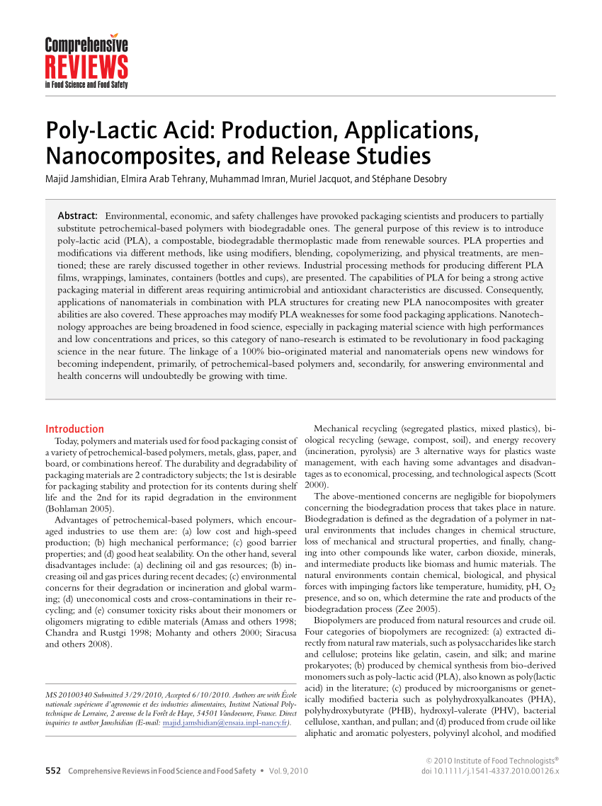 a literature review of poly(lactic acid)
