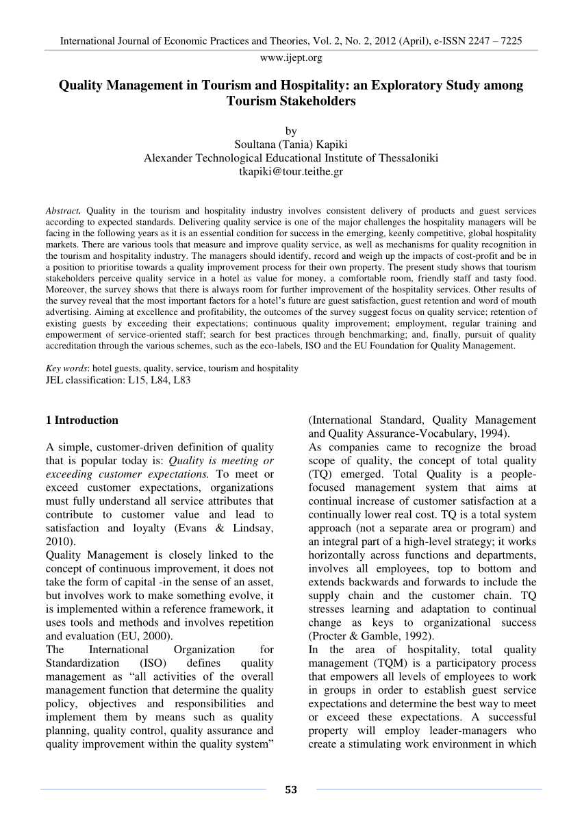 Thesis on service quality in hotels
