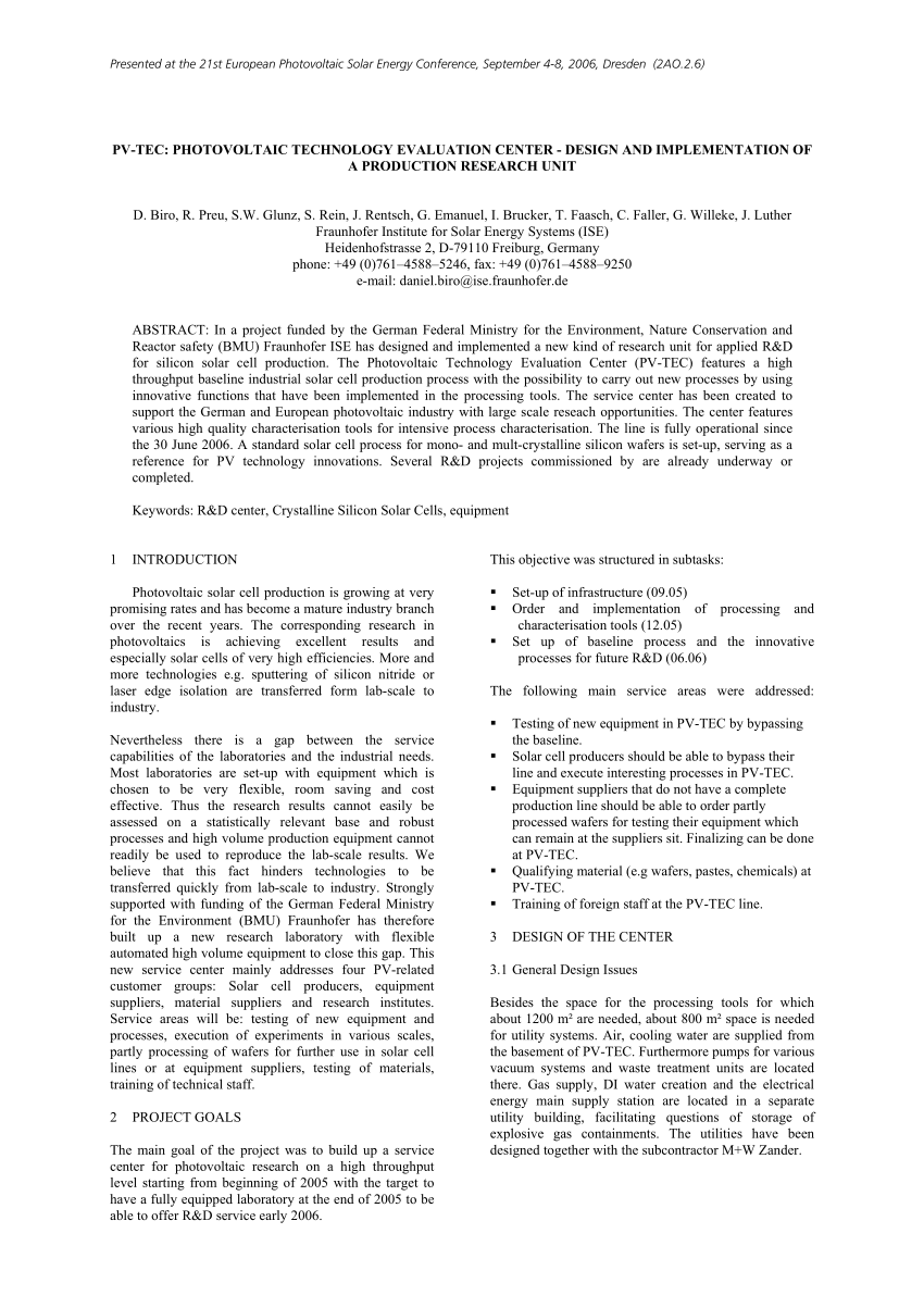 technical research paper example solarcell