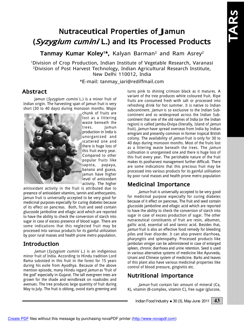 research paper of jamun