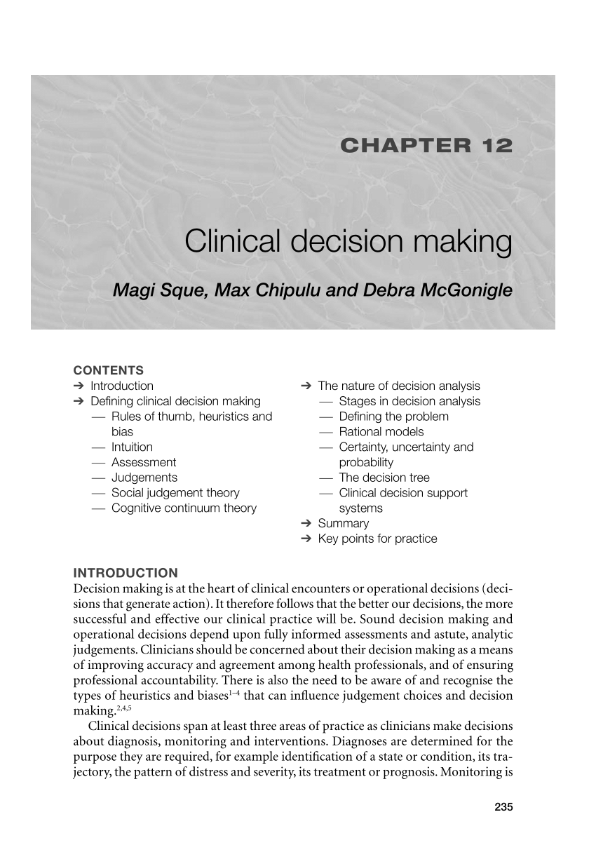 clinical decision making nursing essay