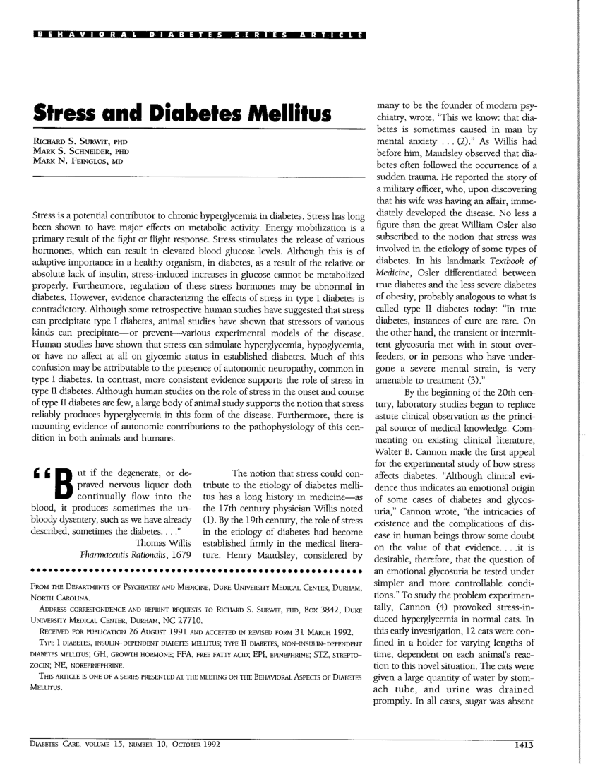 review of literature related to diabetes mellitus