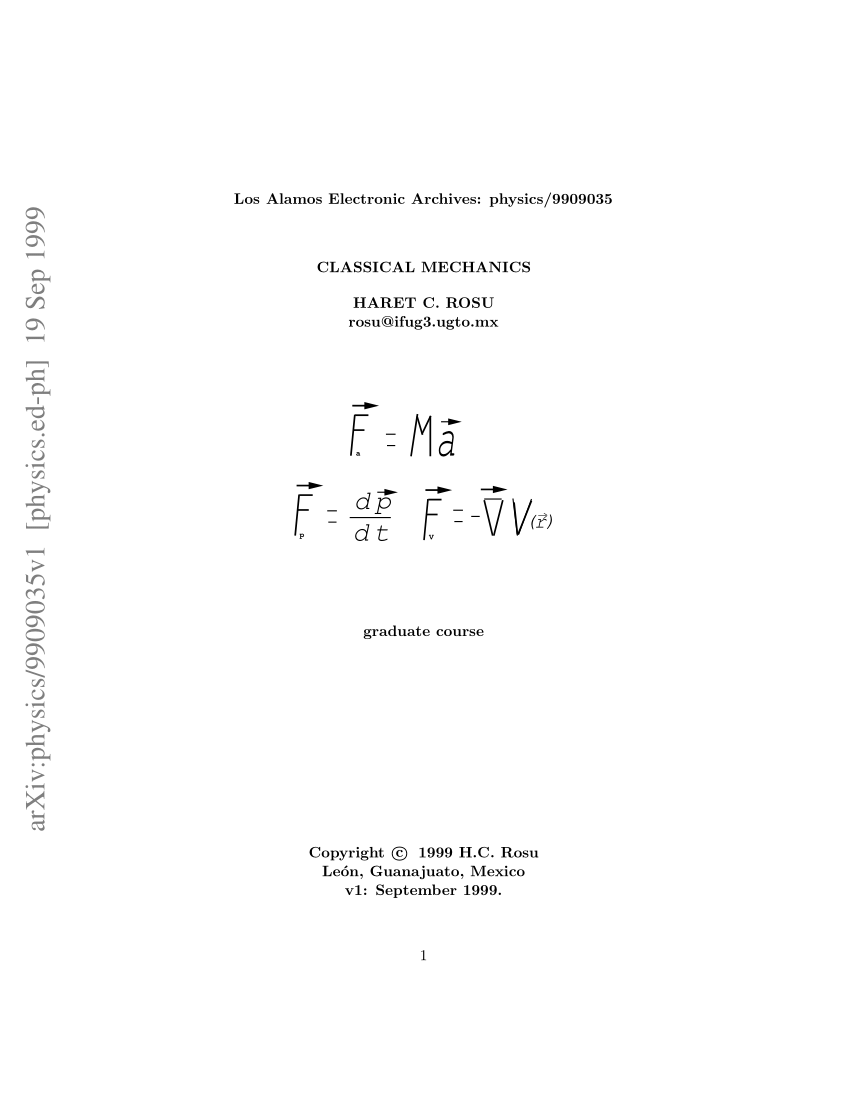 Classical mechanics problems solution pdf
