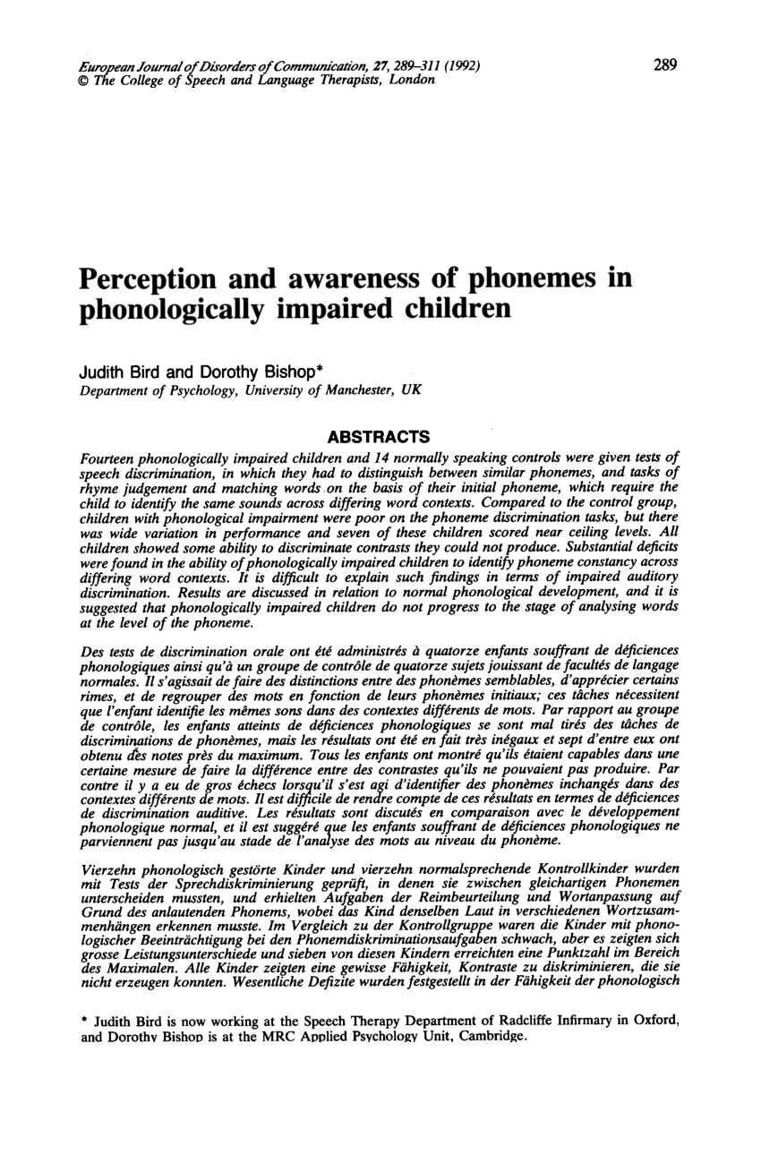 research on the perception of phonemes by infants reveals that