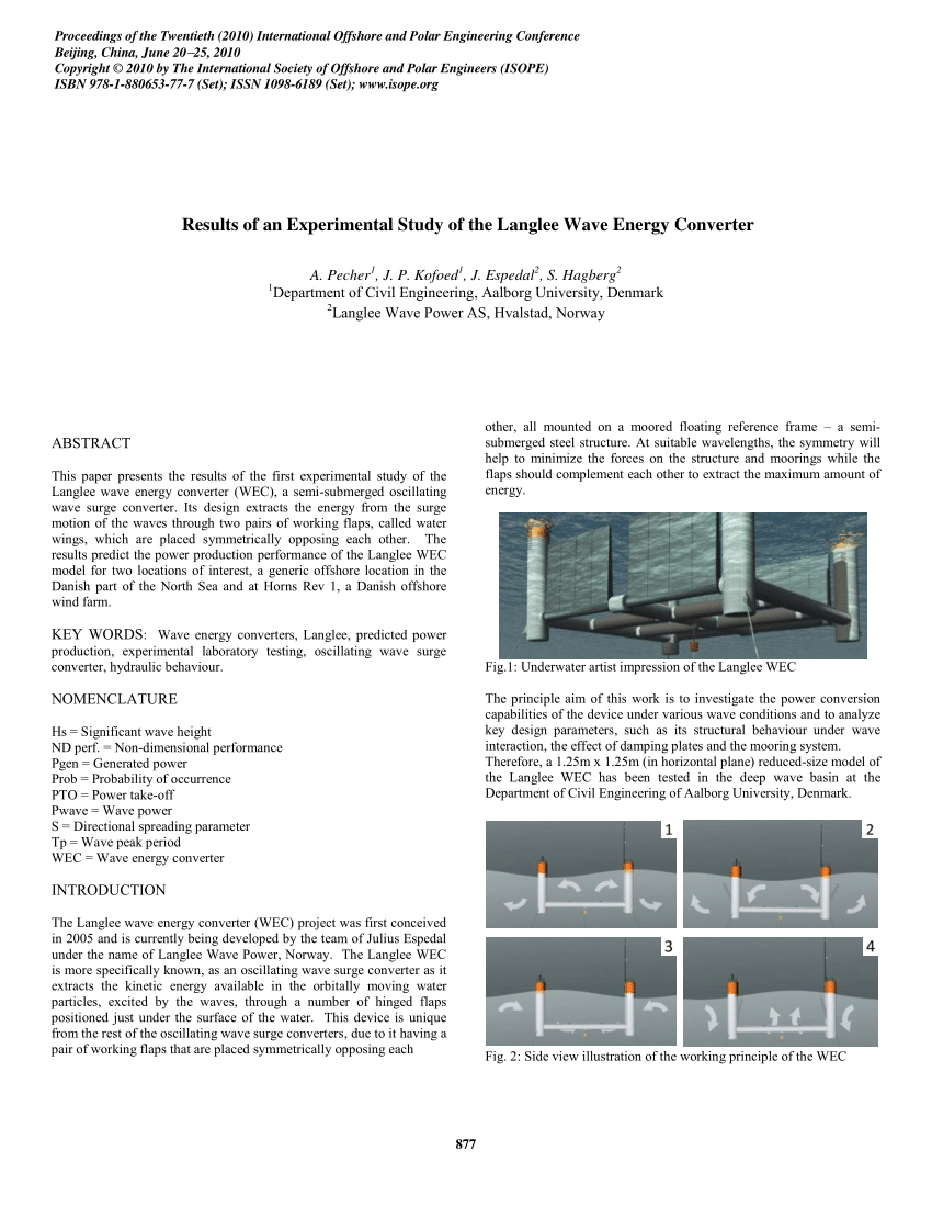 Pdf Results Of An Experimental Study Of The Langlee Wave Energy