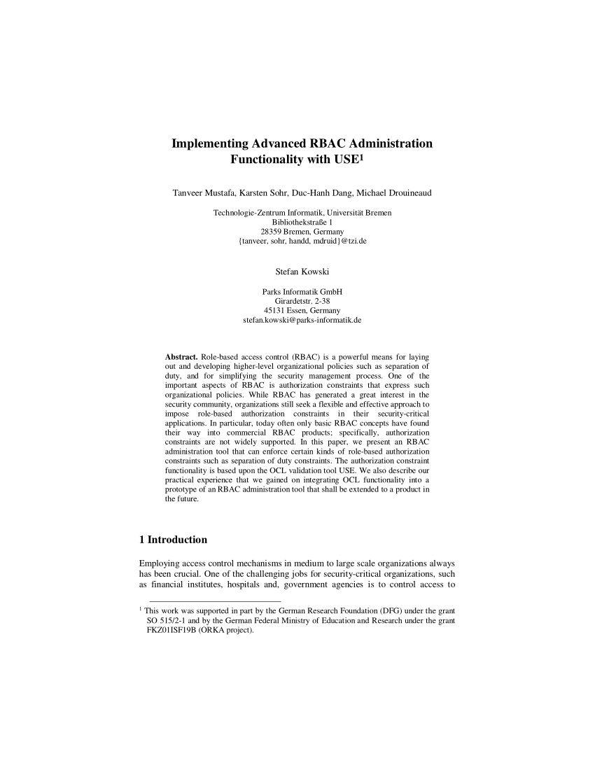 (PDF) Implementing Advanced RBAC Administration Functionality with USE