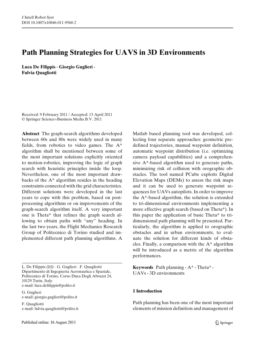 a literature review of uav 3d path planning