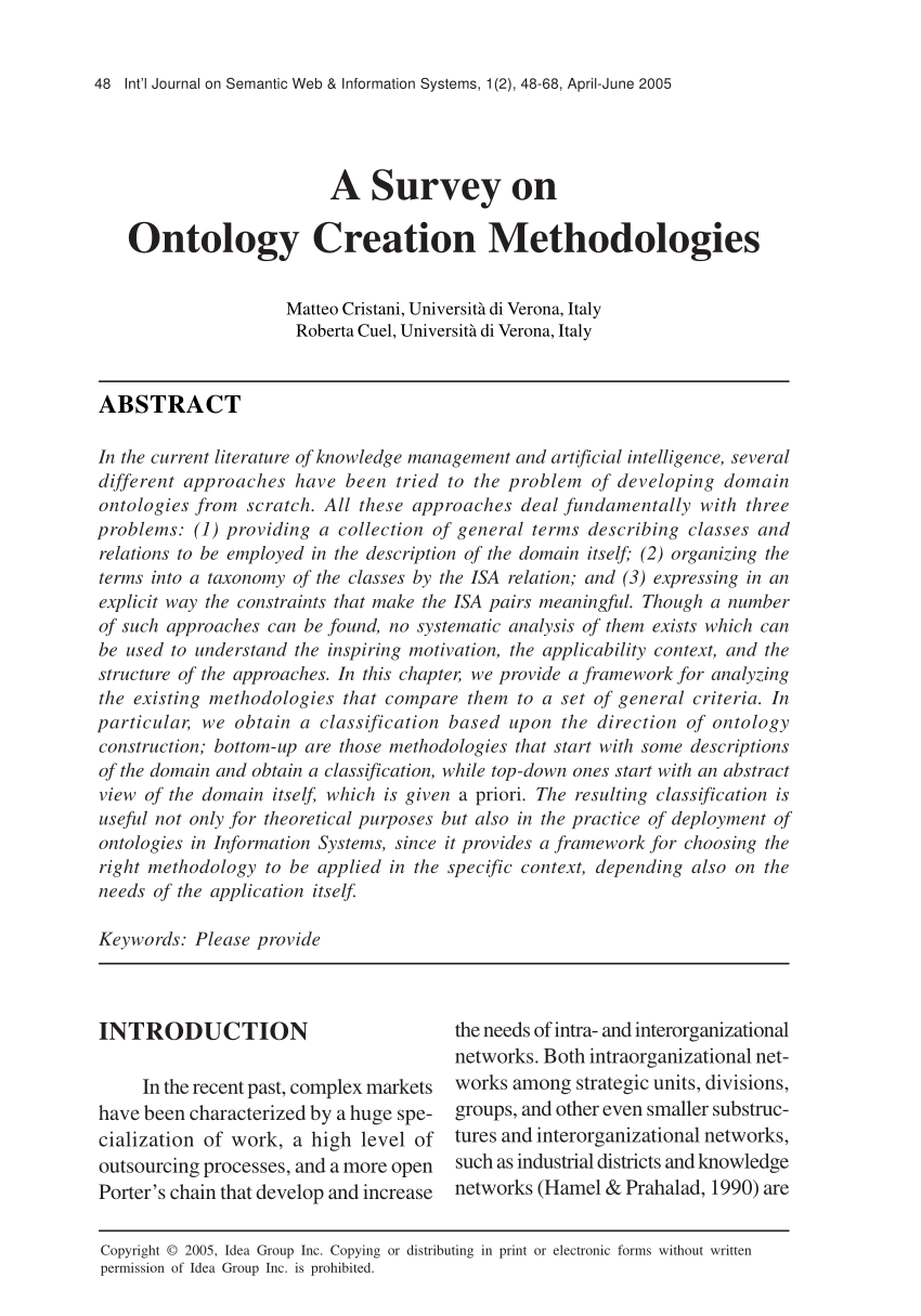 Pdf A Survey On Ontology Creation Methodologies - 