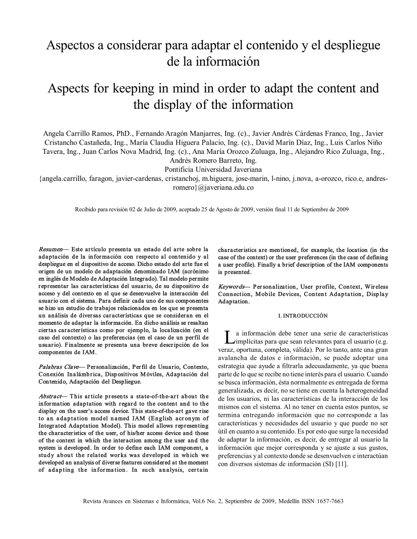 Pdf Aspectos A Considerar Para Adaptar El Contenido Y El Despliegue De La Informacion