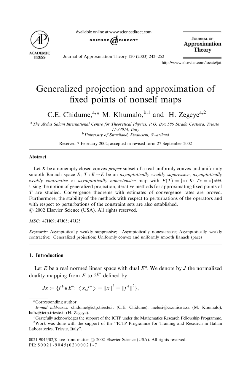 Pdf Generalized Projection And Approximation Of Fixed Points Of Nonself Maps