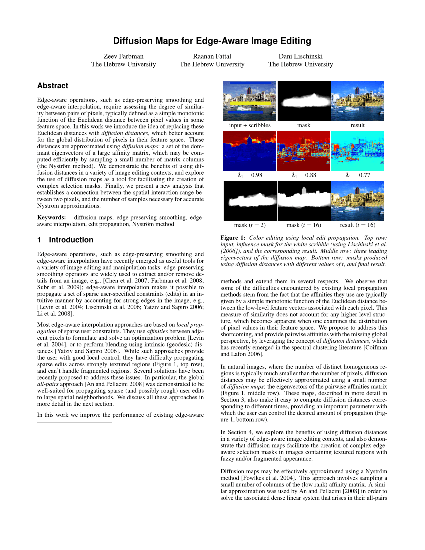 Color editing using local edit propagation. Top row: input, influence