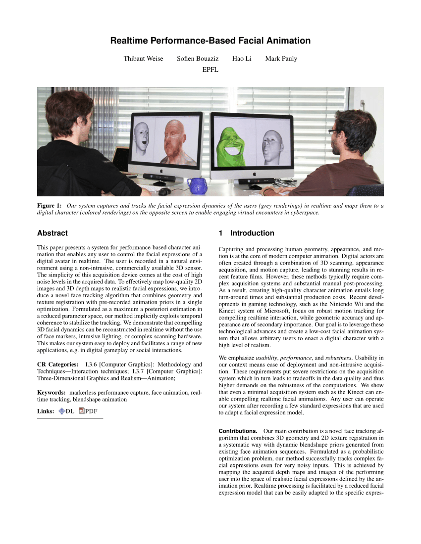 PDF) Realtime Performance-Based Facial Animation