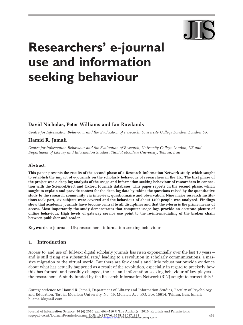 information seeking behaviour research papers