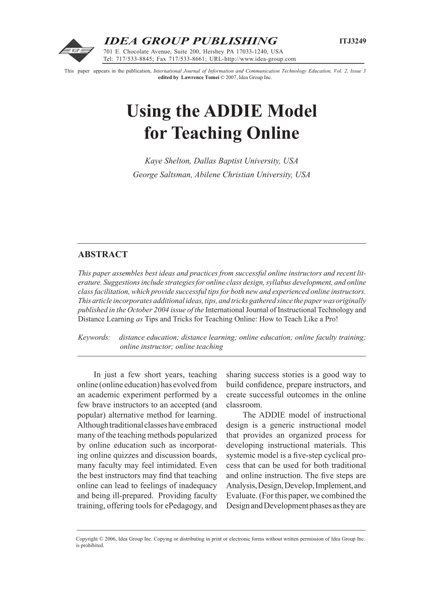addie model thesis pdf