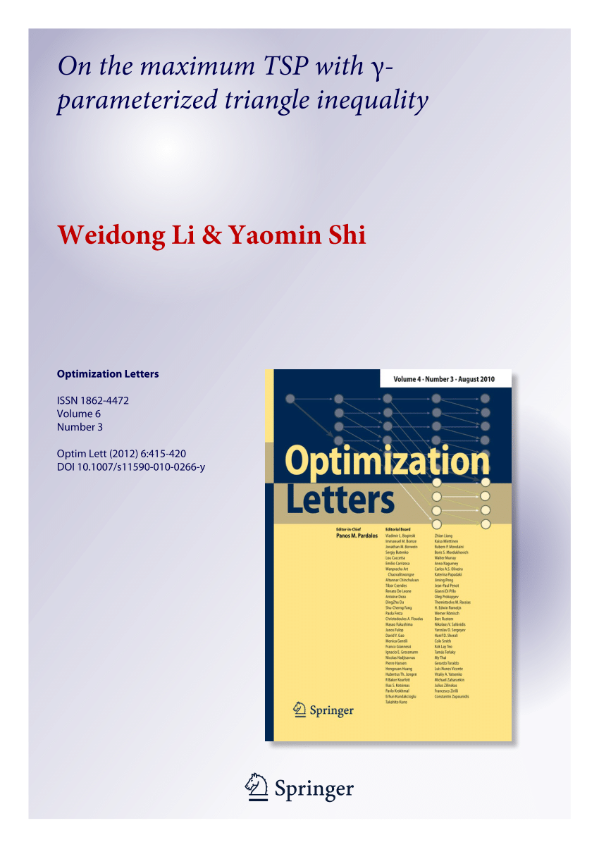 (PDF) On the maximum TSP with γparameterized triangle inequality