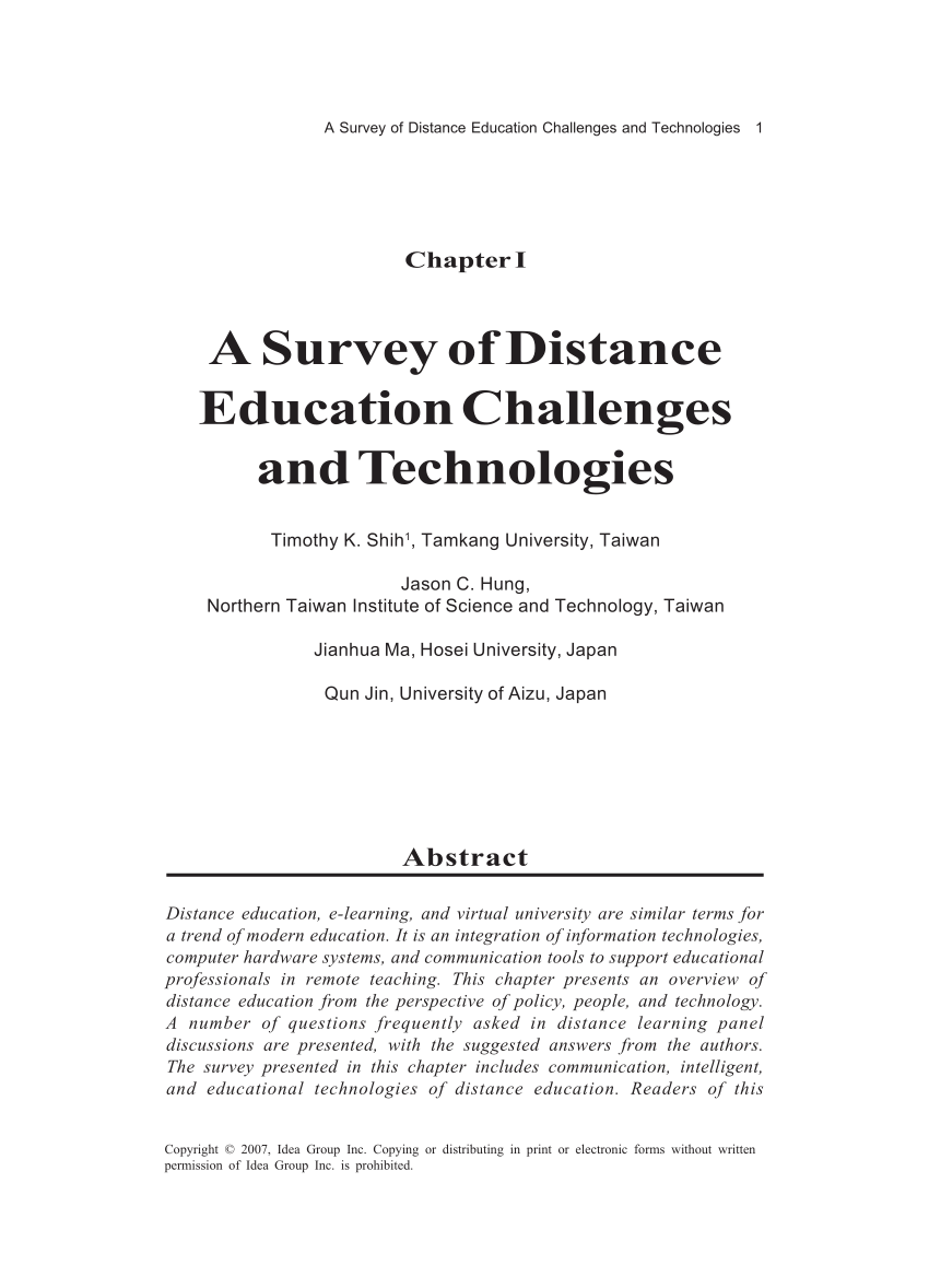 research topic about distance learning