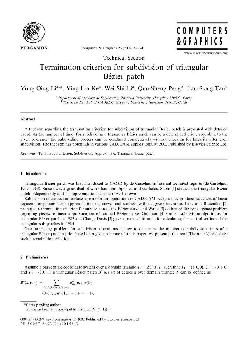 Sub Patch Definition Of Triangular B Ezier Patch Case 1 Download Scientific Diagram