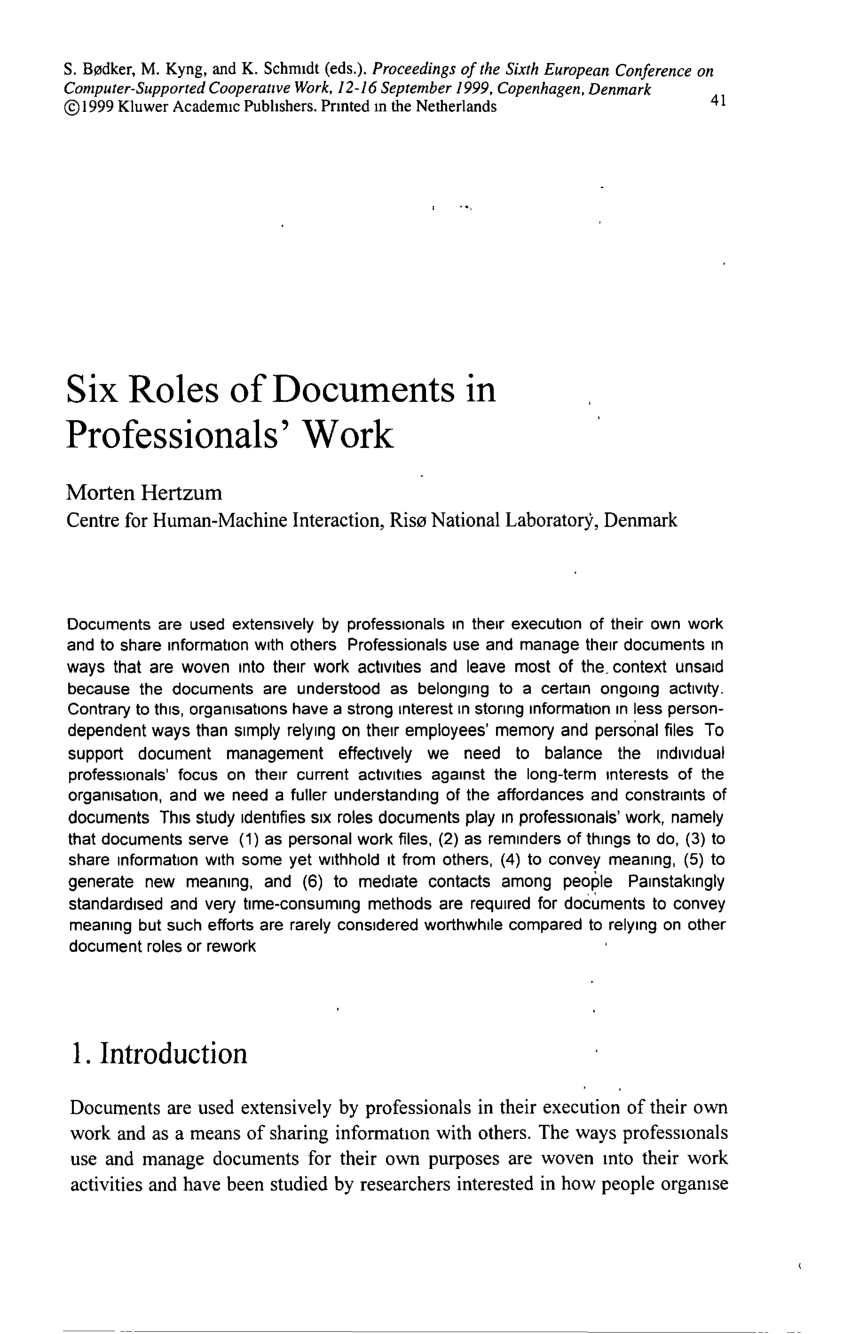 role of documentation