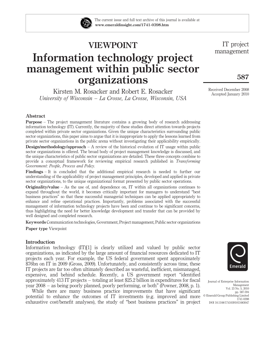Management Of Information Technology Within Organizations