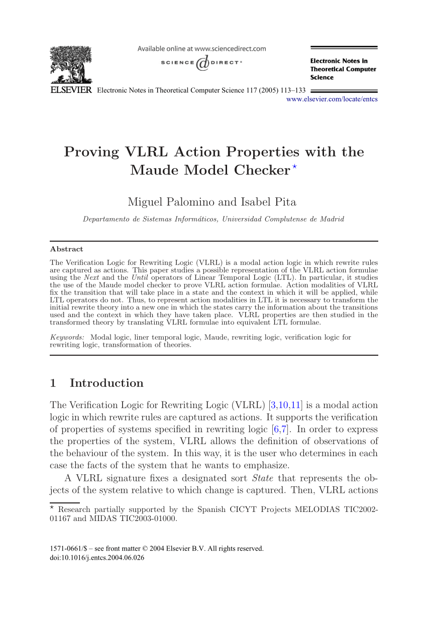 PDF) Proving VLRL Action Properties with the Maude Model Checker