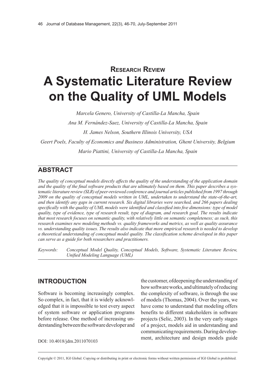 A systematic literature review on the quality of uml models
