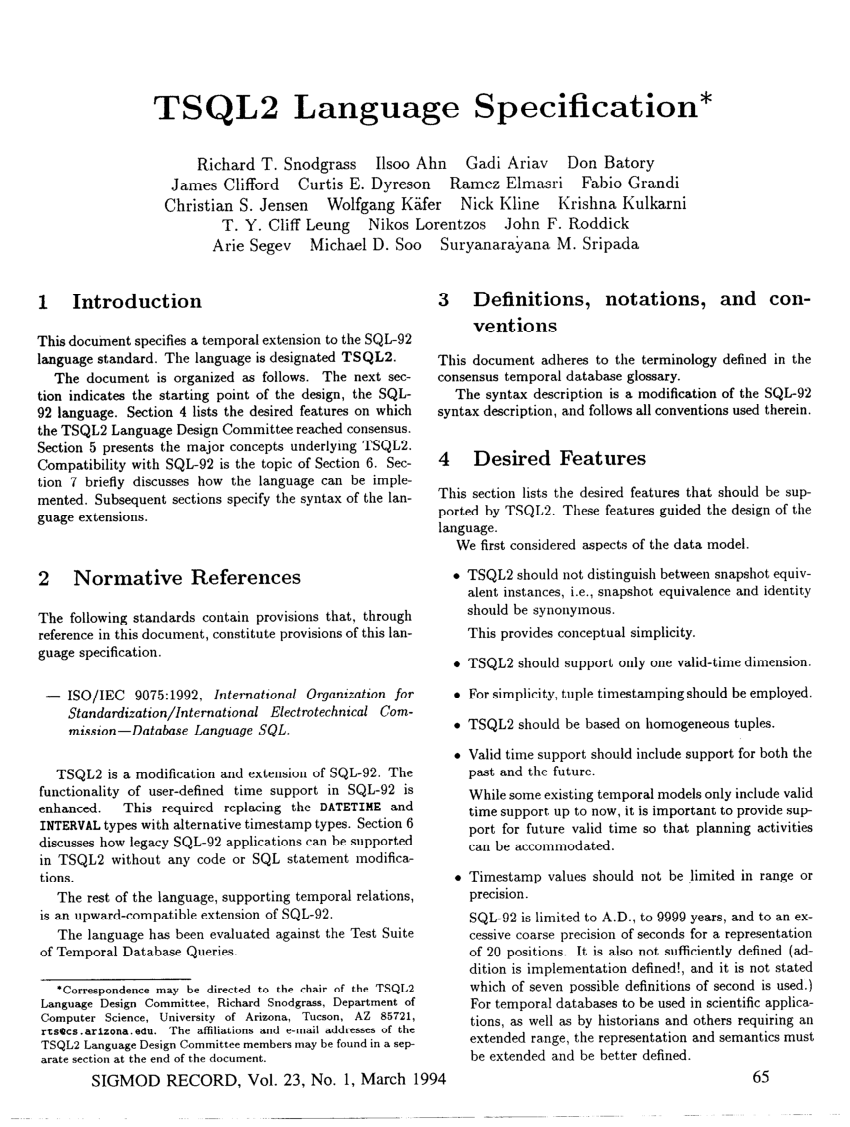 Pdf Tsql2 Language Specification