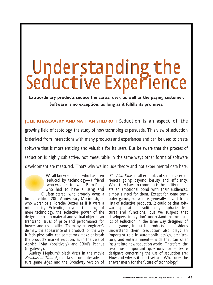 (pdf) Understanding The Seductive Experience
