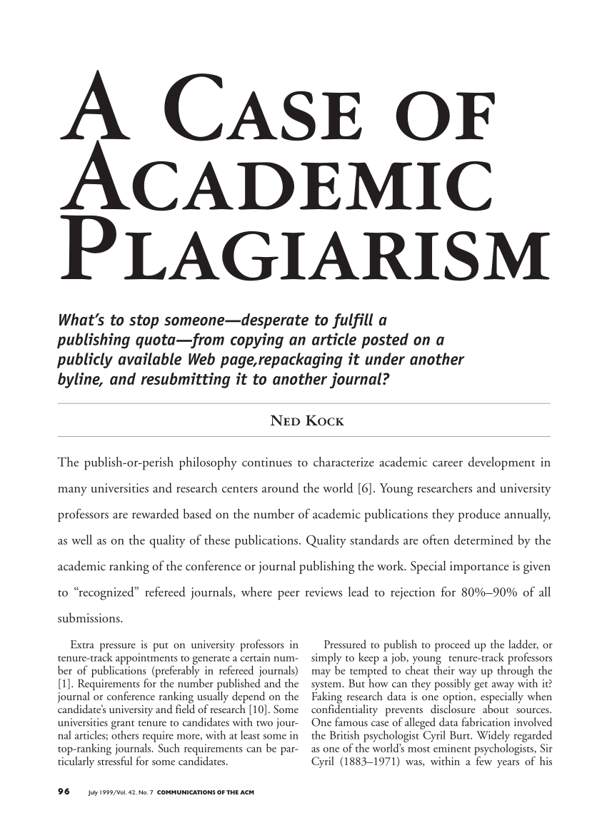 research articles about plagiarism