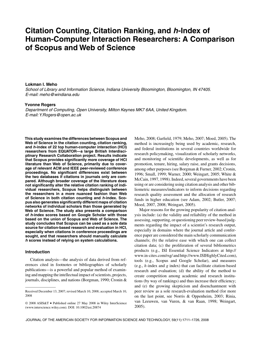 Pdf Citation Counting Citation Ranking And