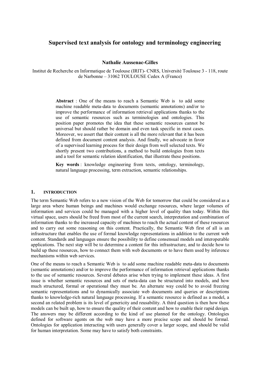 PDF Supervised Text Analysis for Ontology and Terminology Engineering