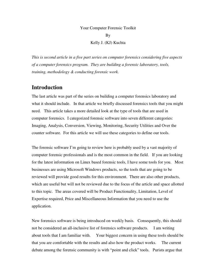 (PDF) Your Computer Forensic Toolkit