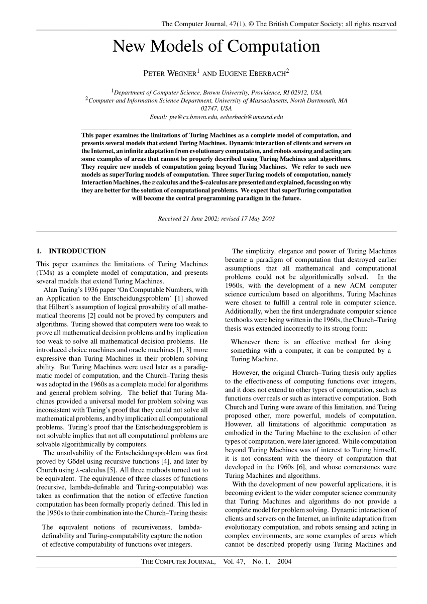 PDF) New Models of Computation