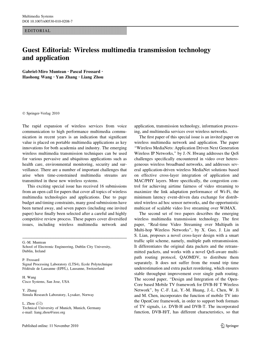 (PDF) Guest Editorial Wireless multimedia transmission technology and