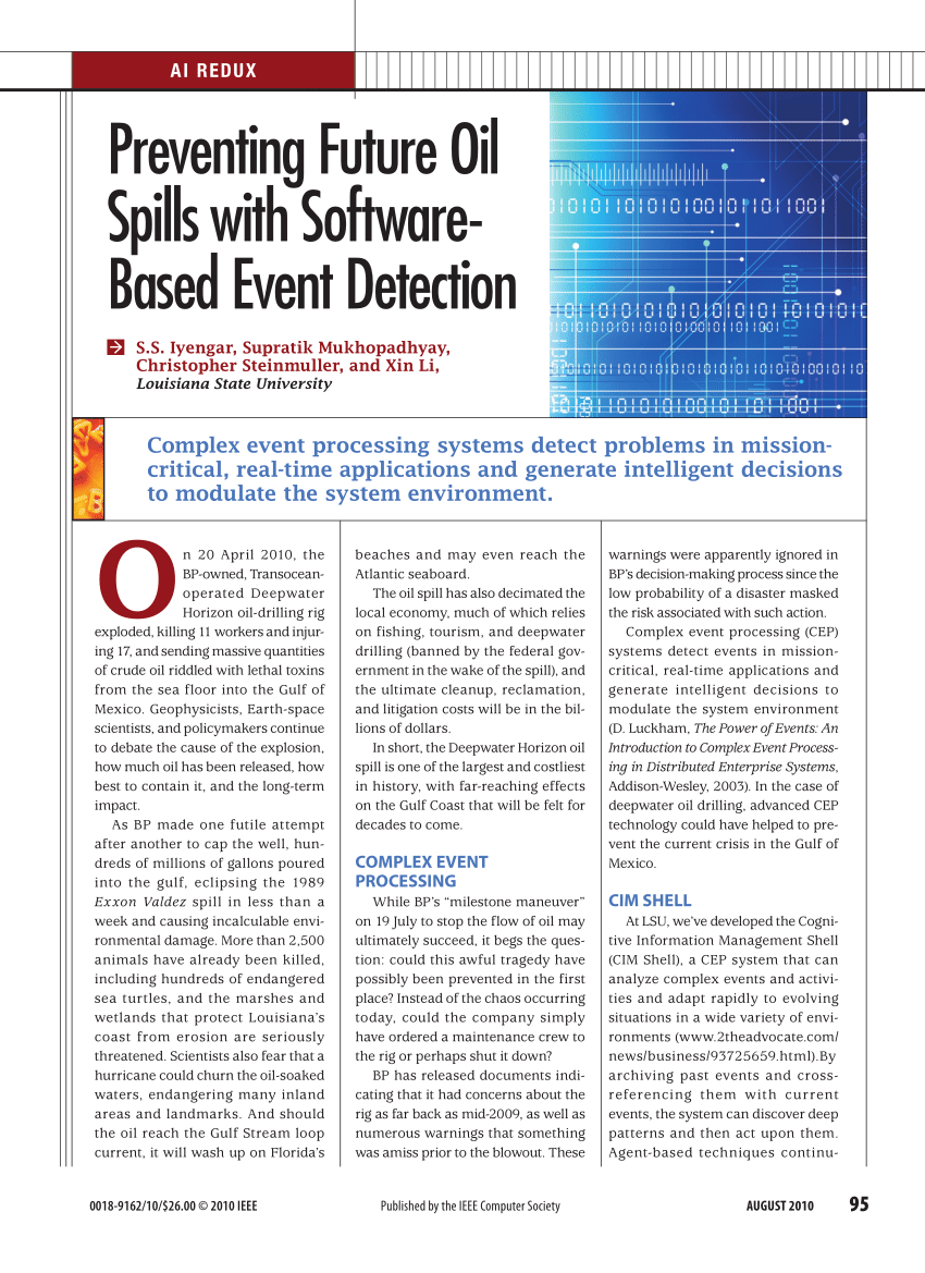 Pdf Preventing Future Oil Spills With Software Based Event Detection