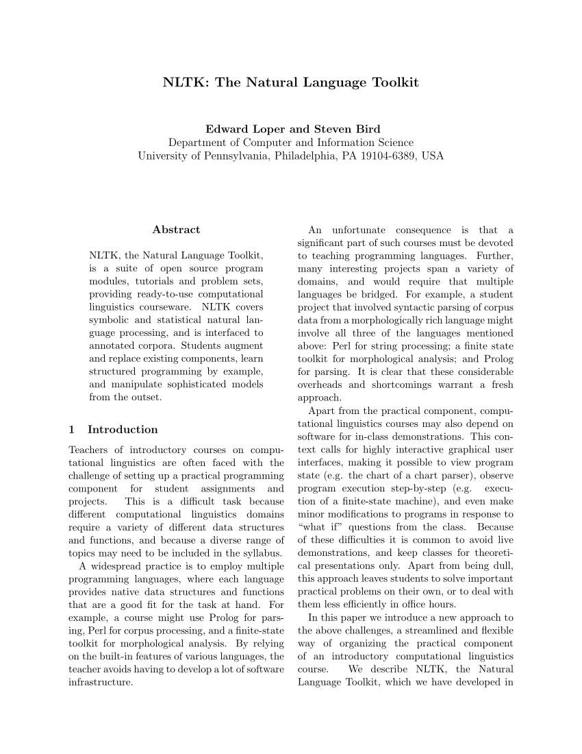 PDF) Natural Language Processing with Python Steven Bird 2009