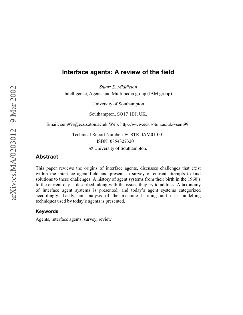 Pdf Interface Agents A Review Of The Field