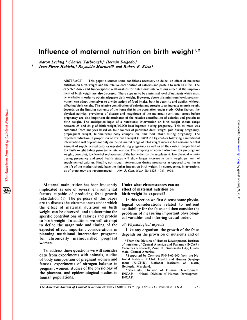 Pdf Influence Of Maternal Nutrition On Birth Weight 6427