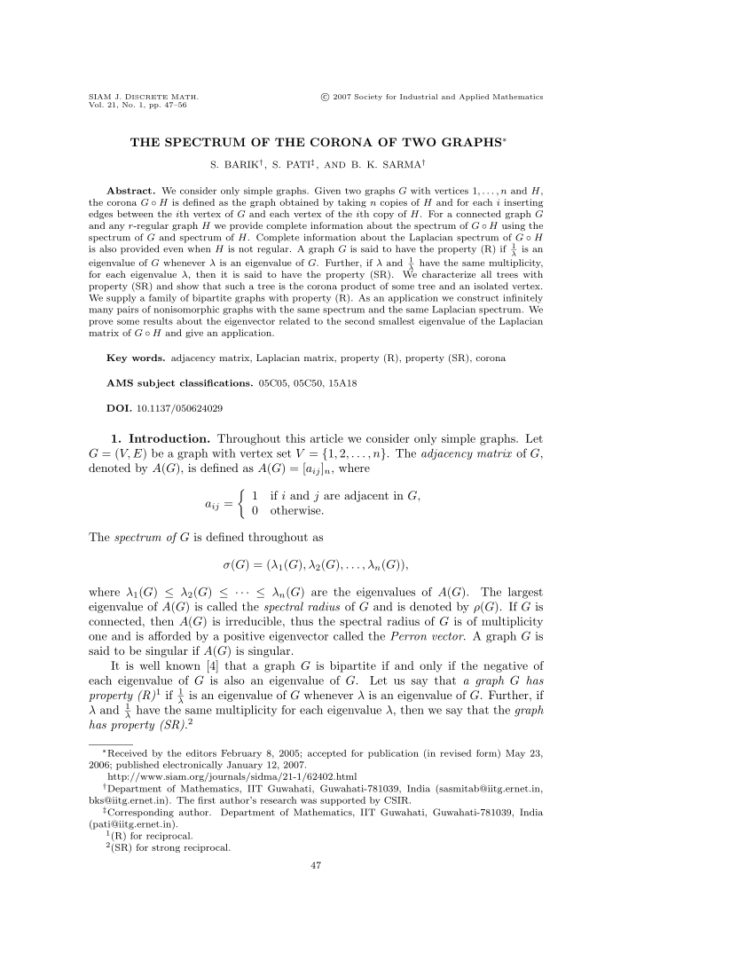 Pdf The Spectrum Of The Corona Of Two Graphs