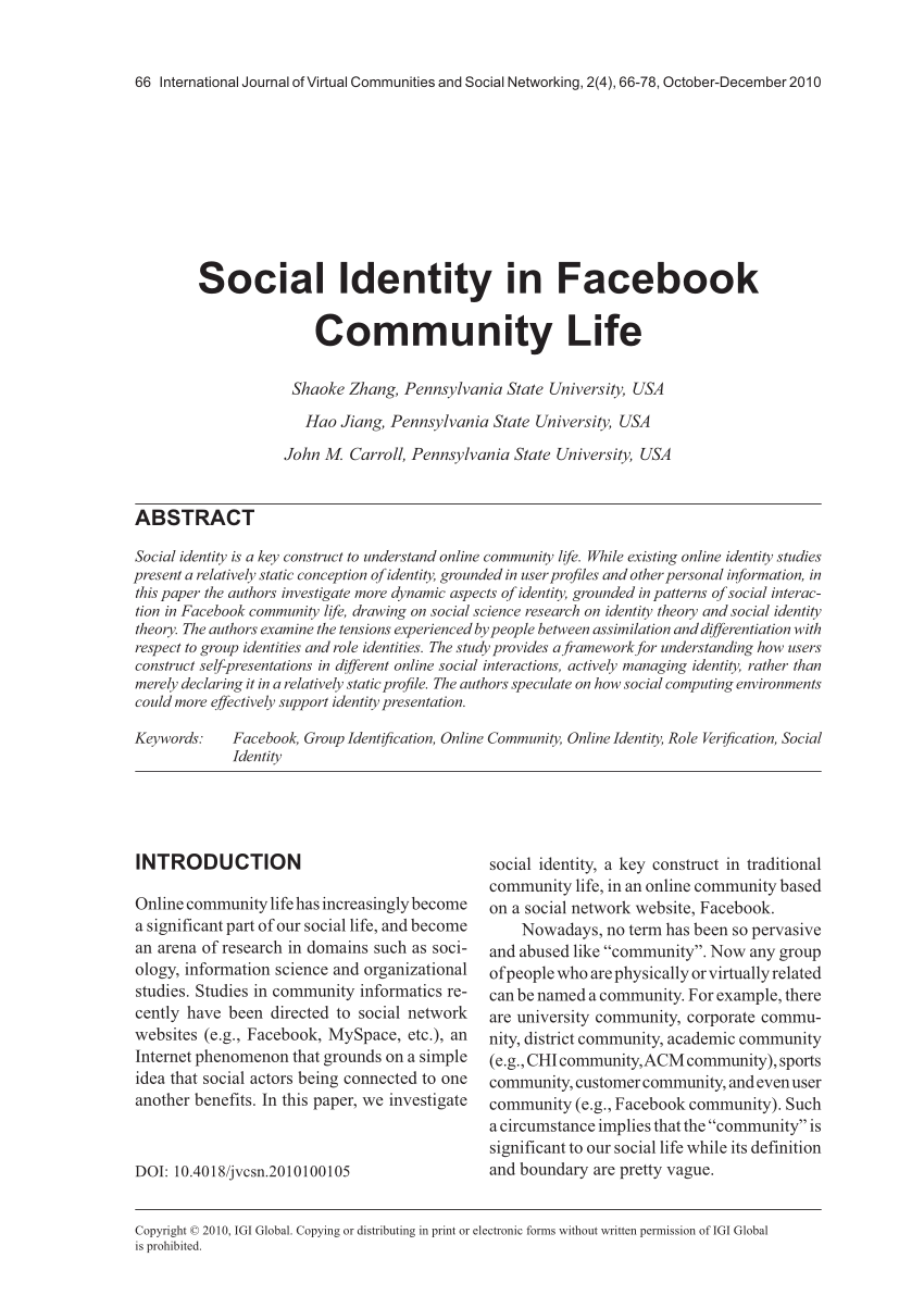 Social Identity In Online Communities