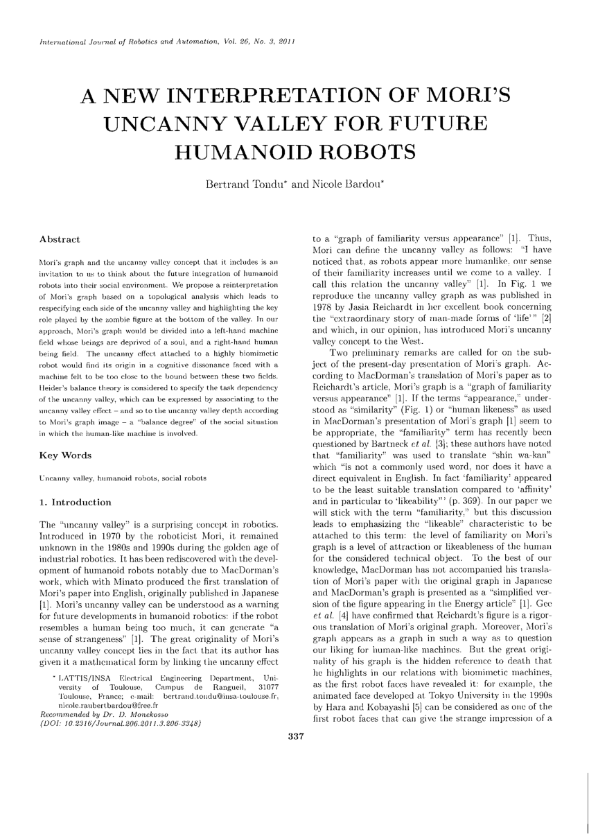 PDF) A New Interpretation of mori's Uncanny Valley for Future