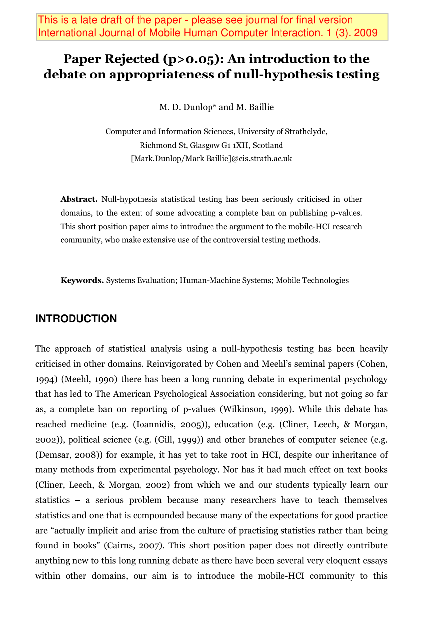 example of hypothesis in research paper