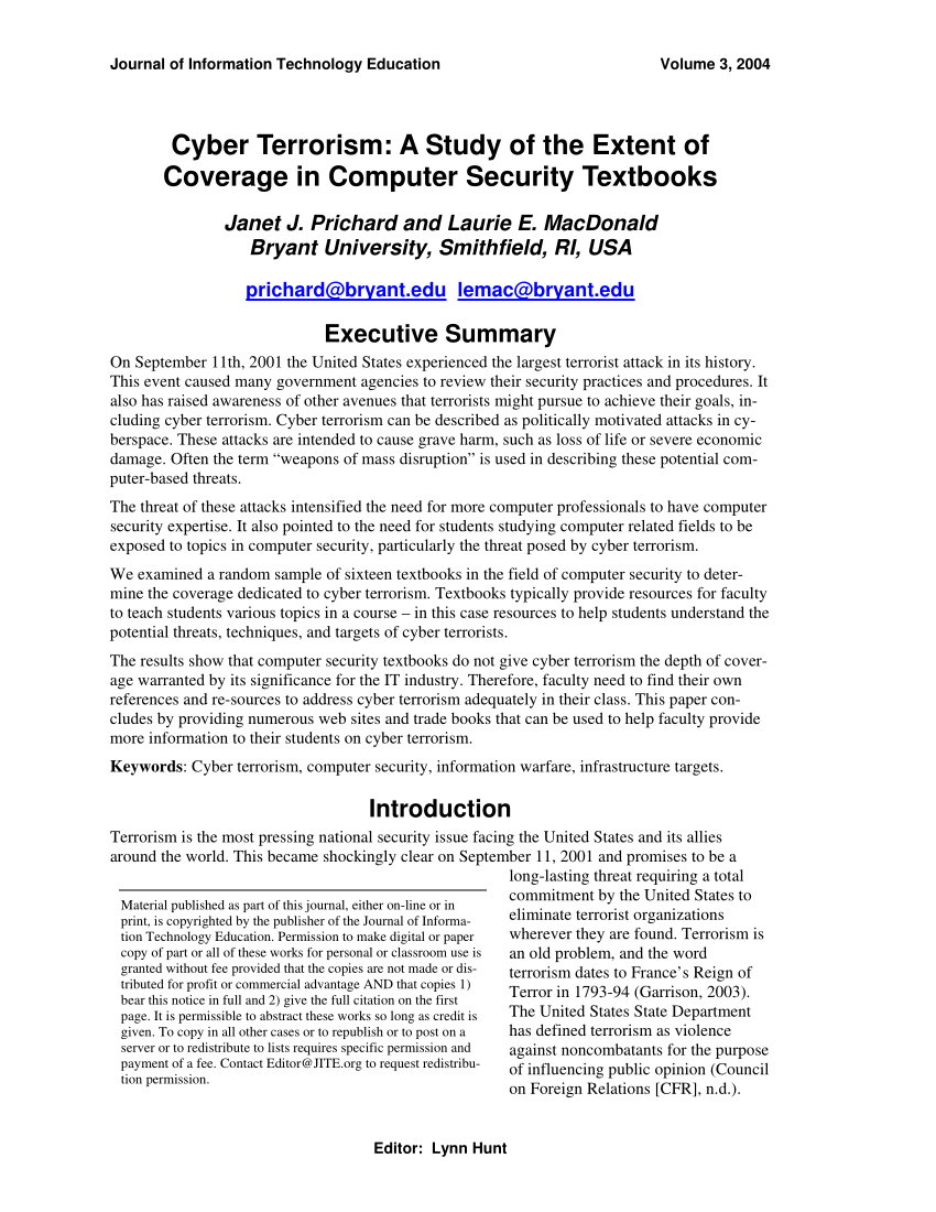 research papers on cyber terrorism
