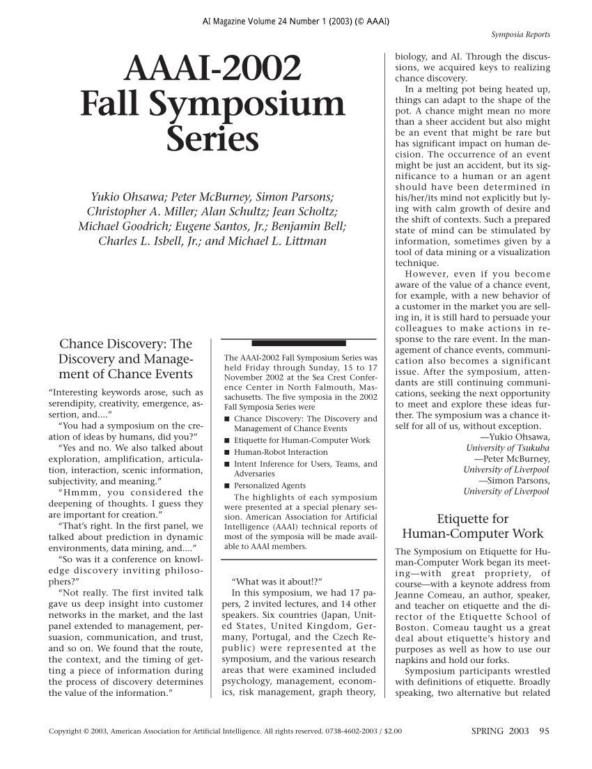 (PDF) AAAI2002 Fall Symposium Series.